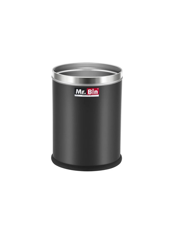 Mr. Bin Stainless Steel Dustbin | Trendy Black Stainless Steel bin | 8" x 12" Garbage Bin | SS 202 Modular Trash Can | Round Shape Dustbin for Home, Bathroom, Kitchen & Office | 9 Liter | - Image 1